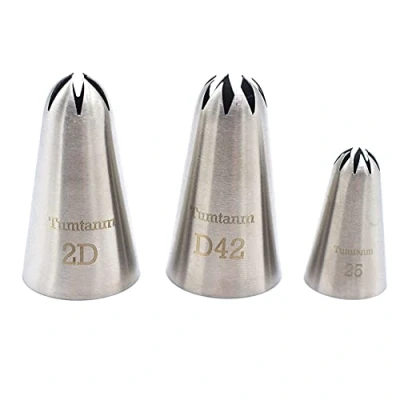Image of Tumtanm #2D #D42#25 Seamless Stainless Steel Large Icing Piping Nozzles, DIY Nozzle Tool for Cupcakes