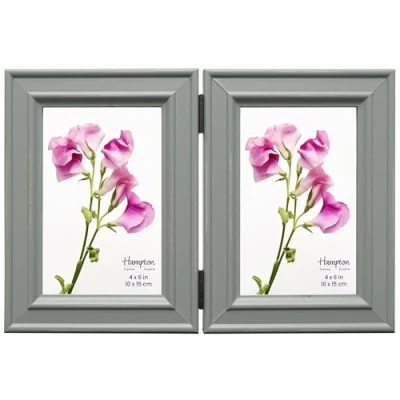 Image of inspire By Hampton PALOMA Hinged Double 4x6 (10x15cm) Sage Green Multi Photo Frame Glass IBH PAL301904S