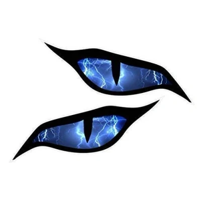 Image of CT Design Pair Of Evil Eyes Eye Stickers With Lightning Bolts Horror Motif Vinyl Car Motorbike Helmet Sticker Decal each 70x30mm