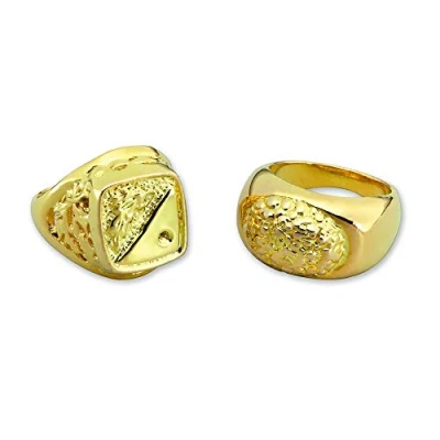 Image of 2 Gold Rings Chunky Sovereign Fancy Dress Pimp Mr T Ring by Superstars