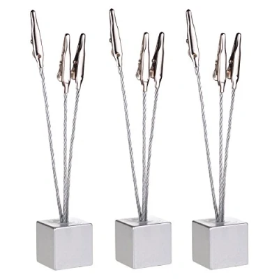 Image of Cosmos® 3 Pcs Cube Base Memo Clips Holder with Alligator Clip Clasp for Displaying Photos Number Cards