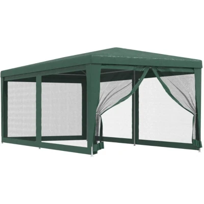 Image of vidaXL Party Tent with 6 Mesh Sidewalls Green 3x6 m HDPE