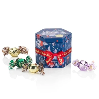 Image of Venchi Christmas Collection Hexagonal Gift Tin with Assorted Pearl Chocolates, 148 g Idea Gluten Free
