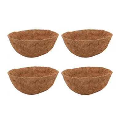 Image of Set Of 4 Natural Coco Hanging Basket Liners Cupped Shaped Liner For A 16 Inch