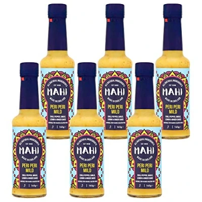 Image of MAHI Peri Mild Sauce Pack of 6 Perfect for BBQs &amp; Every Day, Gluten Free (GF) Vegan Sauce, (6 x 165g Bottles)