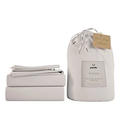 Image of Panda 100% Bamboo Bedding Set (Pure White, Super King)