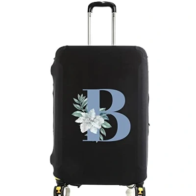 Image of initial letter Printed Design Travel Trolley Case Cover Protector Washable Suitcase Luggage Storage Covers for 18 28 inch (S (18 21 Luggage), blue B)