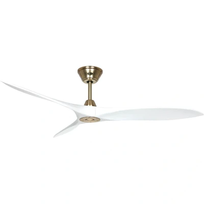 Image of CASAFAN Eco Airscrew Ceiling Fan, Rotor Blade 1520 mm, Matt White/Brass