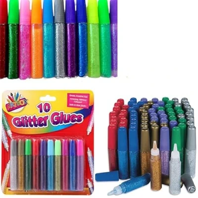 Image of 10 Glitter Tubes Assorted Colours Shaker Sparkle Pots Art Craft Kids Card Making PK10 5032 T