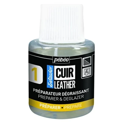 Image of PEBEO Setacolor Leather Preparer Degreaser Auxiliary for and Leatherette Personalization Bag, Shoe, Basket Sneaker Scratch resistance, folds, rubbing 110 ml