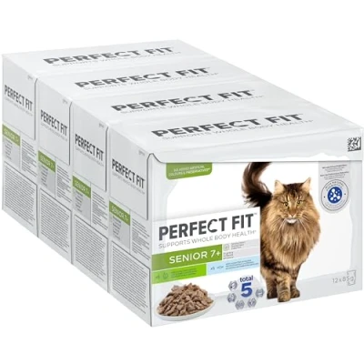 Image of Perfect Fit Senior 7+ Wet Cat Food Pouches Mixed Selection 48 x 85 g