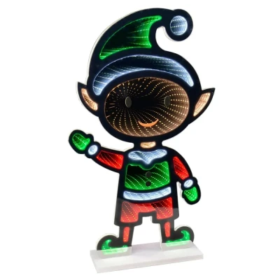 Image of Double Sided Infinity Mirror Light Christmas Decoration Optical Illusion Multicolour Elf