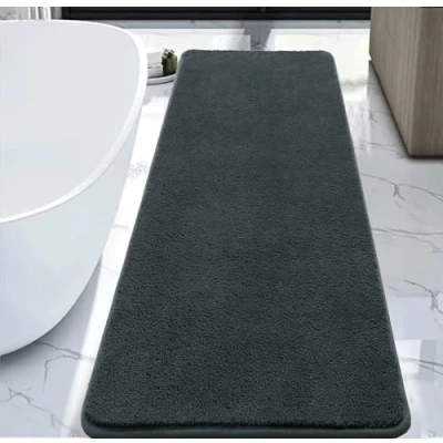 Image of Rururug Extra Large Bath Mat Microfiber Mats for Bathroom Ultra Soft Absorbent Rugs Non slip Anti Mould Mat, Machine Washable (Grey, 50 x 120 cm)