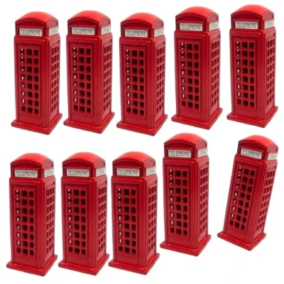 Image of 10 x London Telephone Box Magnet, British Souvenir Metal Red Phone Booth 3D Die Cast Magnet