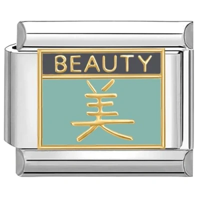 Image of Quiges 9mm Italian Style Charm Link Module Stainless Steel Beauty in Chinese for Bracelets