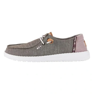 Image of HEYDUDE Women&#039;s Wendy Chambray Boho Slip On Shoes, Black, 6 UK