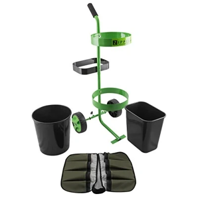 Image of Zipper Garden Caddy Trolley Cart Light Weight Wheelbarrow Gardening Waste 2x Buckets + 16 pocket belt