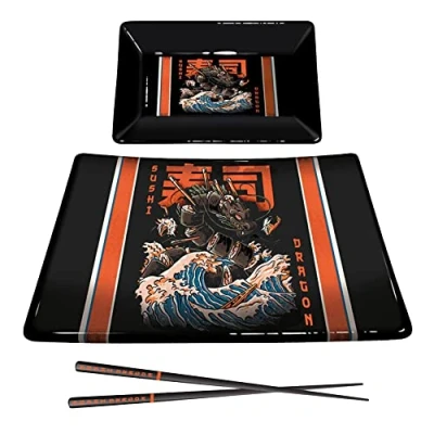 Image of Pyramid International Ilustrata Sushi Set (Sushi Dragon Design) in Presentation Gift Box Official Merchandise