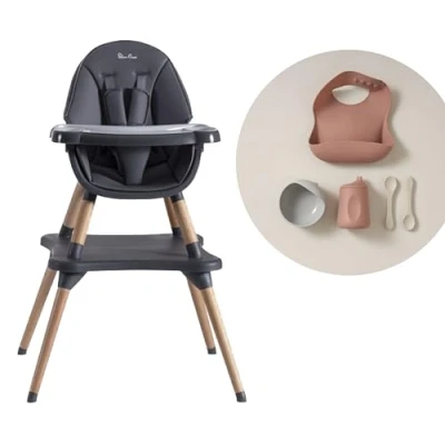 Image of Silver Cross Eat&amp;Play 4 in 1 Highchair &amp; Mealtime Set Convertible Baby Chair, Booster Seat Toddler Table Chair 6 Months to 5 Years Graphite