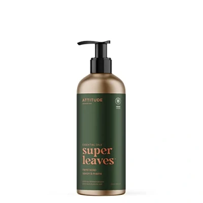 Image of ATTITUDE Hand Soap, EWG Verified, Plant and Mineral Based Ingredients, Vegan Personal Care Products, Refillable Aluminum Bottle, Patchouli Black Pepper, 473 ml