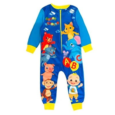 Image of CoComelon Boys, Girls, Kids Onesie, Sleepsuit, All in One Pyjamas, Light Blue Age 12 18 Months