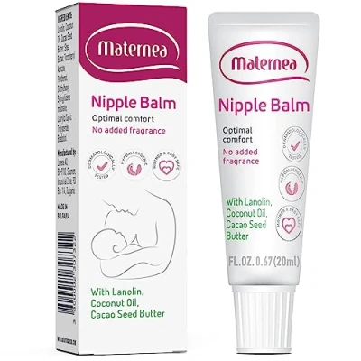Image of Nipple Balm Cream Pregnancy Essential with Lanolin, Cocoa Butter, Coconut Oil, &amp; Shea Butter Skin Safe Perfume Free Soothing Breastfeeding Care by Maternea (20ml)