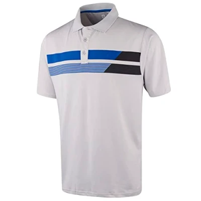 Image of Island GREEN Men&#039;s CoolPass Stretch Quick Dry Breathable Polo Shirts, Silver Grey, M