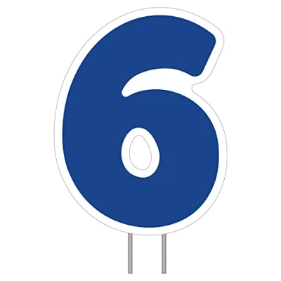 Image of Amscan 191176 Yard Number 6 64cm x 48cm Blue 1 Pc. Sign