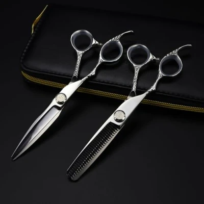 Image of Hair Cutting Scissors, 6 Inch Professional JP 440c Steel Left Hand Scissors Haircut Thinning Barber Makas Shears Hairdresser Set