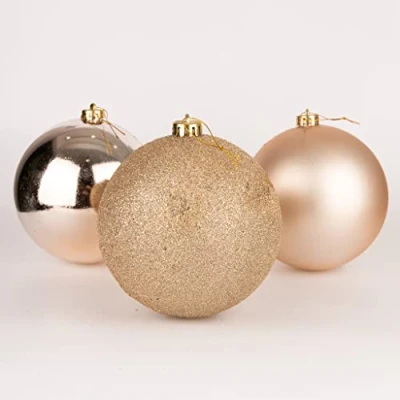 Image of 15cm/3Pcs Christmas Baubles Shatterproof Champagne Gold, Tree Decorations Ball Ornaments Balls Xmas Hanging Holiday Decor Shiny,Matte,Glitter
