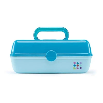 Image of Caboodles Pretty In Petite Forever Fun Makeup Organizer Compact Carrying Cosmetic Case, Turquoise Over Sky, 1 count