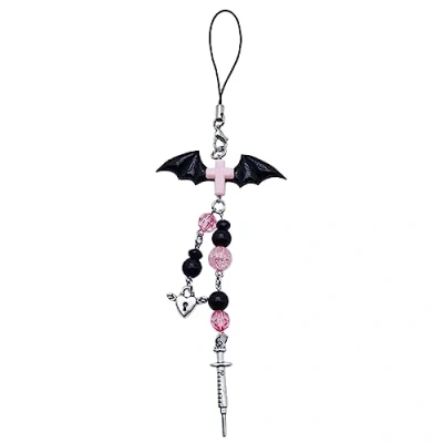 Image of JSGHGDF Goth Phone Charm Pendant Key Chain For Bag Cute Accessory Women Guitar Strap Lanyard Beaded Keychain