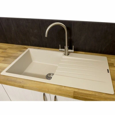 Image of Reginox Harlem 10 Caffe Silvery Granite Inset 1.5 Kitchen Sink With Waste