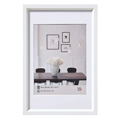 Image of walther Design Picture Frame White 15 x 20 cm with PassepArtout, Steel Style Plastic ES520W