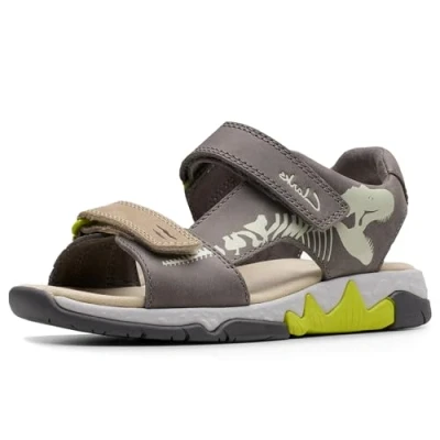 Image of Clarks Spiney Sandals for kids, Size: 1, Grey Leather
