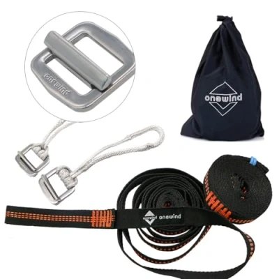 Image of onewind Tree Straps Camping Hammock Swing Durable Lightweight Set Compact &amp; Easy to Up (Orange N)