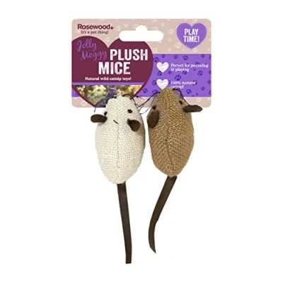 Image of Rosewood Jolly Moggy Natural Catnip Mice, Cat Toy, Pack of 2
