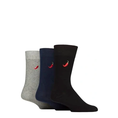 Image of Mens 3 Pair SOCKSHOP Wildfeet Embroidered Socks Chilli 7 11