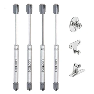 Image of LOOTICH 200N Automatic Lid Stay Support Kitchen Cabinet Cupboard Door Toy Box Hydraulic Spring Gas Strut Piston Soft Opening Hinges for Flap Fittings Pack of 4