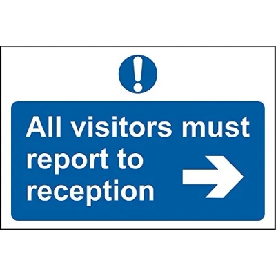 Image of All visitors must report to reception safety sign 3mm Aluminium 600mm x 400mm