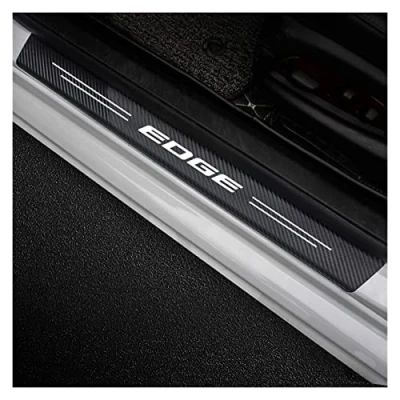Image of 4pcs Car Door Sill Protector for Fo rd Edge Threshold Scuff Plate Carbon Fiber Stickers Styling Accessories,Black