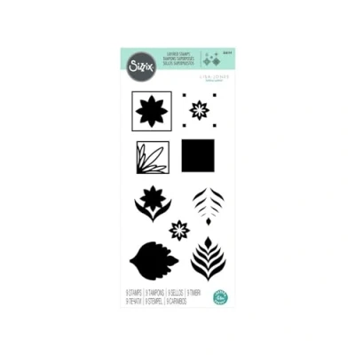 Image of Sizzix Layered Clear 9PK Geo Repeat by Lisa Jones 666144 Rubber Stamp Set for Cardmaking, Scrapbooking &amp; Papercraft, White, One Size