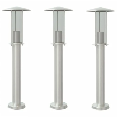 Image of vidaXL Outdoor Floor Lamps 3pcs Silver 60 cm Stainless Steel