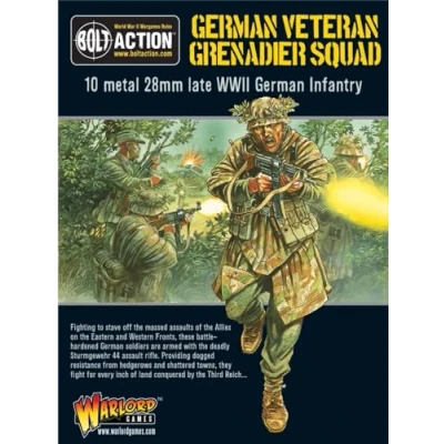 Image of German Infantry Veteran Grenadier Squad 28mm Scale Metal Miniatures for Bolt Action by Warlord Games Highly Detailed World War 2 Table top Wargaming