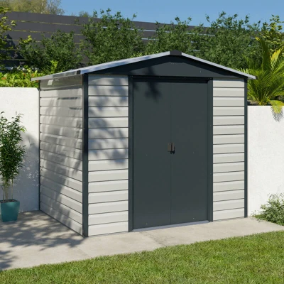 Image of 8&#039; x 6&#039; Yardmaster Shiplap Metal Shed Anthracite Finish (2.43m 1.97m)