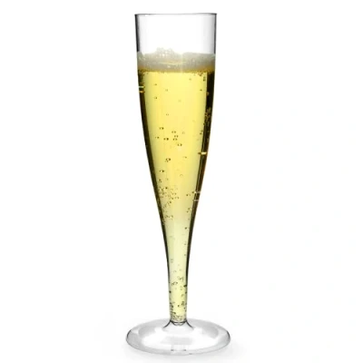 Image of AIOS Use Reuse Recycle Plastic Prosecco/Champagne Flutes. Capacity 160ml (Pack of 50)