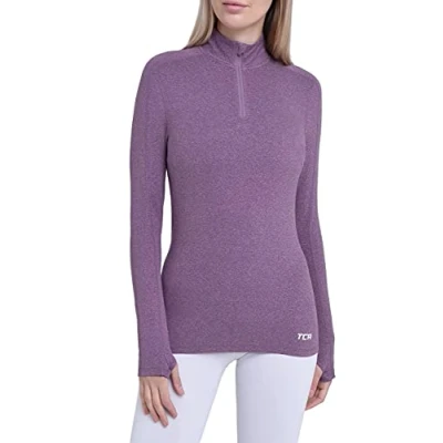 Image of TCA Women&#039;s Lightweight Fusion QuickDry Long Sleeve Half Zip Running Top Prune, S
