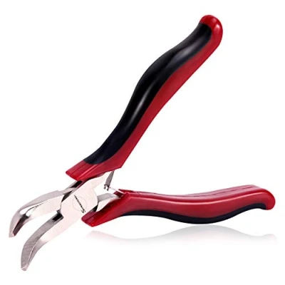 Image of SPEEDWOX Mini Bent Nose Pliers for Jewelry Micro Chain Functional Long with Spring Professional Tool 45 Degrees Curved Chrome Vanadium Steel 4 1/2 Inches