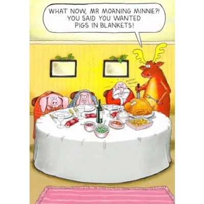 Image of Paperlink Humorous Open Christmas Greeting Card &#039;Pigs In Blankets&#039; From The Santa &amp; Co Range Funny Joke Suitable For Him / Her