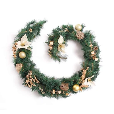 Image of Best Artificial Cream Gold Decorated Christmas Garland (6ft Garland)